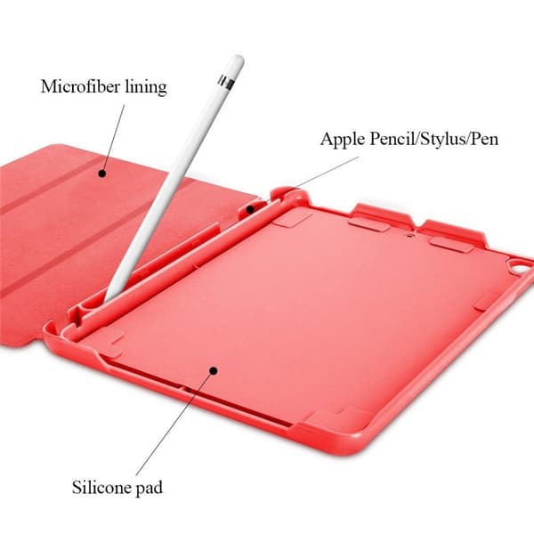 Etui med opbevaring, USB-kabel Apple iPad 9.7" 2017, 2018, Rød