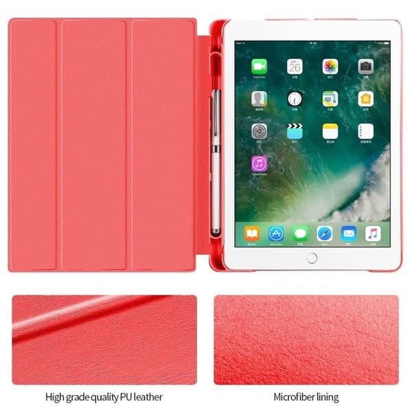 Etui med opbevaring, USB-kabel Apple iPad 9.7" 2017, 2018, Rød