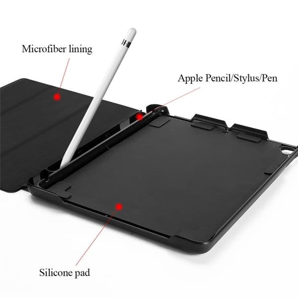 Etui med oppbevaring, USB-kabel Apple iPad 9,7" 2017, 2018, Svart