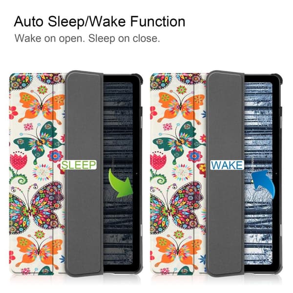Nokia T21 Trifold Stand Sleep Wake Tabletcover-etui - Sommerfugle