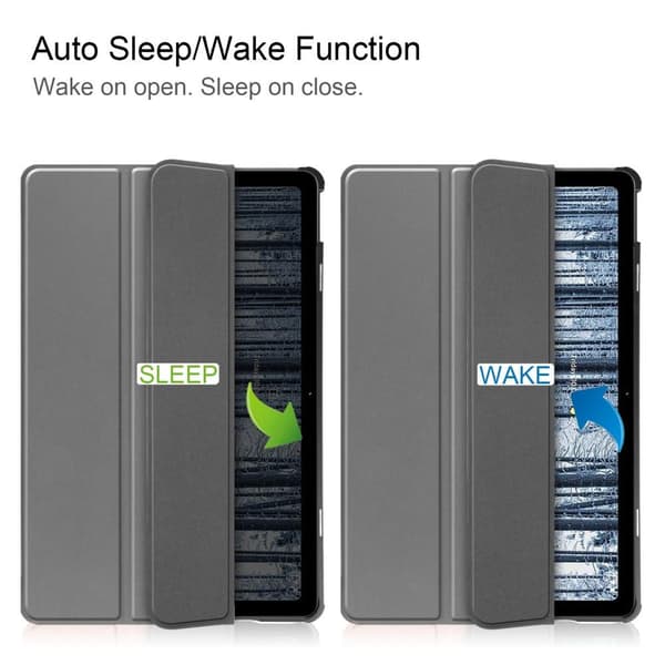 Nokia T21 Tri-fold Stand Wake/Sleep Cover Tablet-etui - Grå