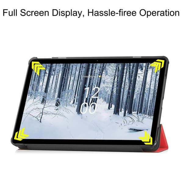 Nokia T21 Tri-fold Stand Wake/Sleep Cover Tablet-kotelo - Punainen