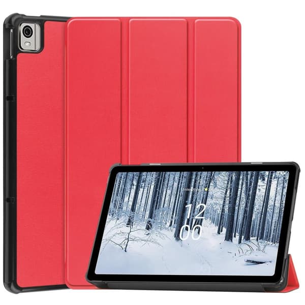 Nokia T21 Tri-fold Stand Wake/Sleep Cover Tablet-etui - Rød