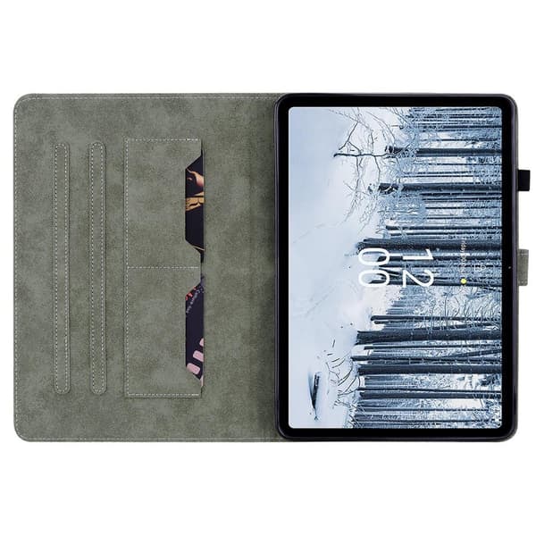 Til Nokia T21 Taske Imprintet Cute Tiger Tablet Cover Kortholder - Sort