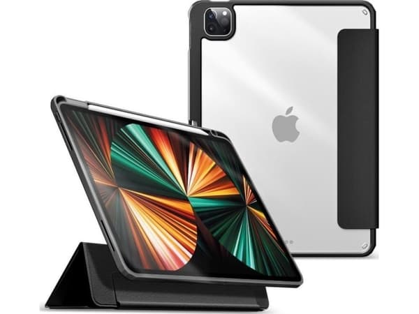 eSTUFF Boston - Lommebok for nettbrett - polyuretan, polykarbonat, termoplast-polyuretan (TPU) - svart, blank - for Apple 11-inch iPad Pro (3. genera