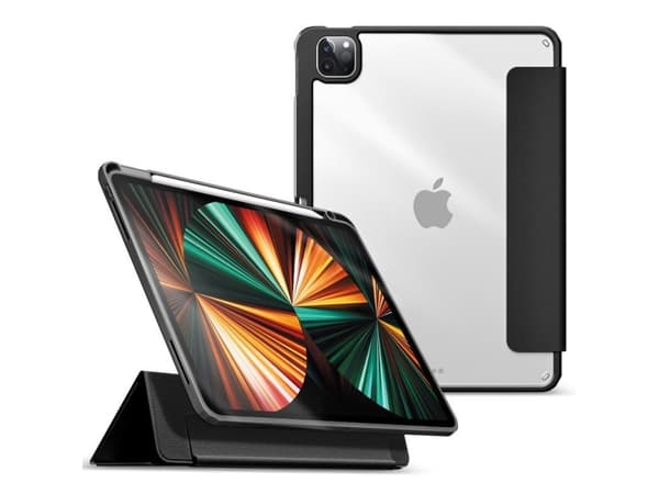 eSTUFF Boston - Lommebok for nettbrett - polyuretan, polykarbonat, termoplast-polyuretan (TPU) - svart, blank - for Apple 11-inch iPad Pro (3. genera