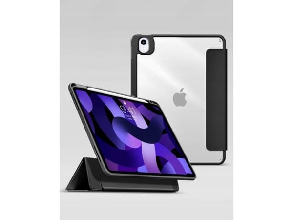 eSTUFF Boston - Lommebok for nettbrett - polyuretan, polykarbonat, termoplast-polyuretan (TPU) - svart, blank - for Apple 10.9-inch iPad Air (4. gene