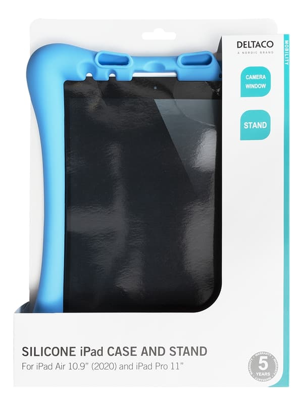 DELTACO silicone case iPad Air 10.9" 4/5gen/Pro 11" 2/3gen, stand,blue