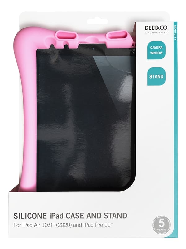 DELTACO silicone case iPad Air 10.9" 4/5gen/Pro 11" 2/3gen, stand,pink