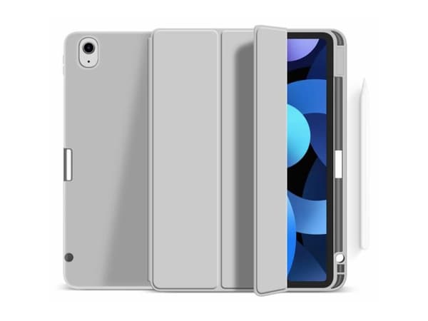 eSTUFF Miami - Lommebok for nettbrett - polykarbonat, polyuretanlær, termoplast-polyuretan (TPU) - grå, blank - for Apple 10.9-inch iPad (10. generas