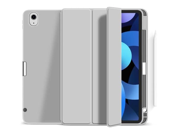 eSTUFF Miami - Lommebok for nettbrett - polykarbonat, polyuretanlær, termoplast-polyuretan (TPU) - grå, blank - for Apple 10.9-inch iPad (10. generas