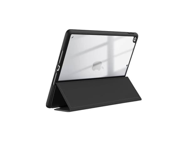 Crong PrimeFolio - iPad 10,2"-deksel (2021-2019) med stativ og Apple Pencil-oppbevaring (svart/klar)