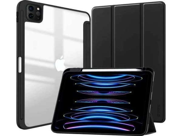 Crong Crong PrimeFolio nettbrettetui iPad Pro 11 (2022-2021) / iPad Air 10.9 (5-4 Gen.) med stativ og Apple blyantlading (svart)