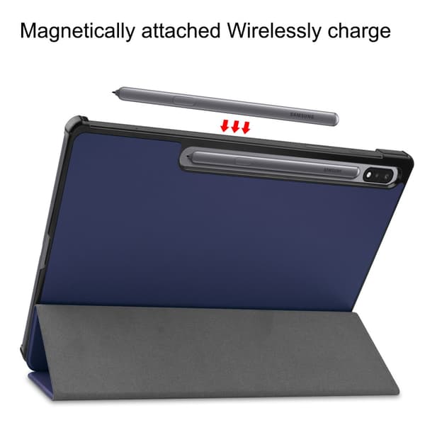 Samsung Galaxy Tab S7 Plus/S8 Plus 12.4 Fodral Tri-fold Blå