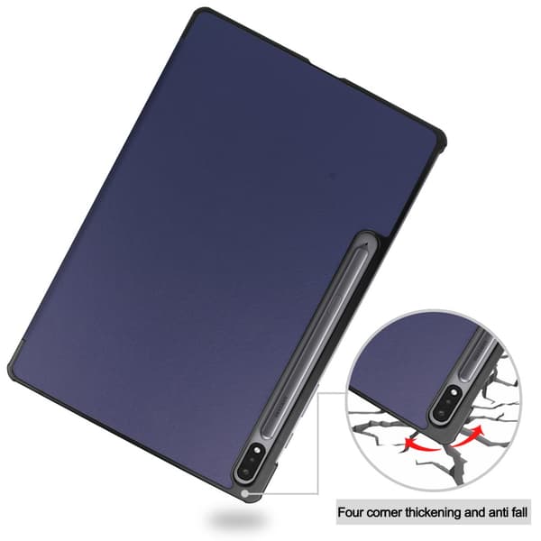 Samsung Galaxy Tab S7 Plus/S8 Plus 12.4 Fodral Tri-fold Blå