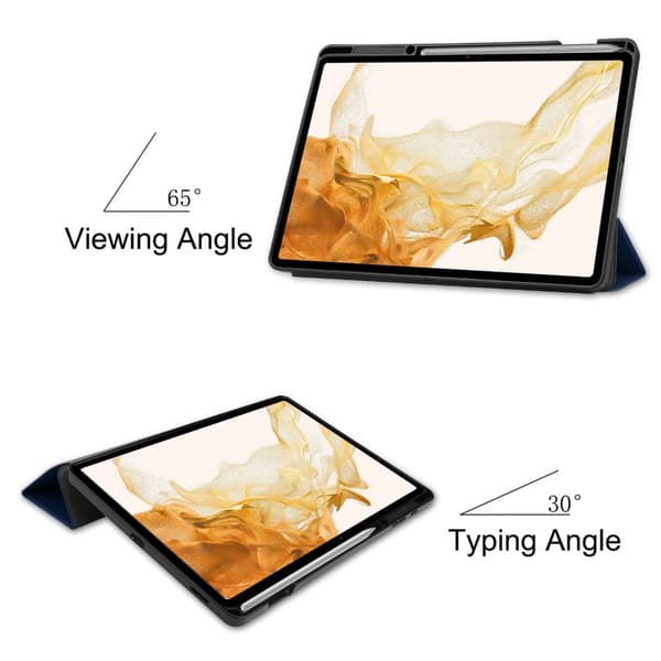 Fodral Tri-Fold Galaxy Tab S7 Plus/S8 Plus 12.4 Med S Pen-hållare Blå