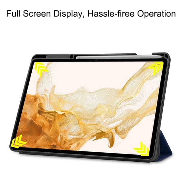 Fodral Tri-Fold Galaxy Tab S7 Plus/S8 Plus 12.4 Med S Pen-hållare Blå