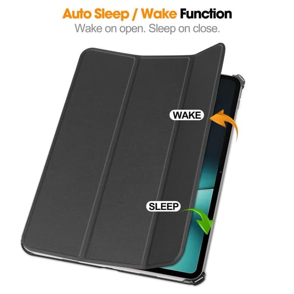 Til OnePlus Pad Tri-fold Stand Wake/Sleep Cover Tabletetui - Sort