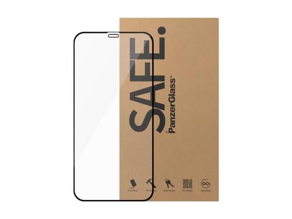 SAFE. by PanzerGlass - Skjermbeskyttelse for mobiltelefon - ultrabred passform - glass - 6.1" - rammefarge svart (en pakke 50) - for Apple iPhone 12,