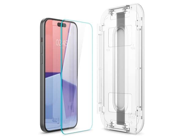 Spigen GLAS.tR EZ Fit - Skärmskydd för mobiltelefon - sensor skyddad - glas - transparent - för Apple iPhone 15 Plus