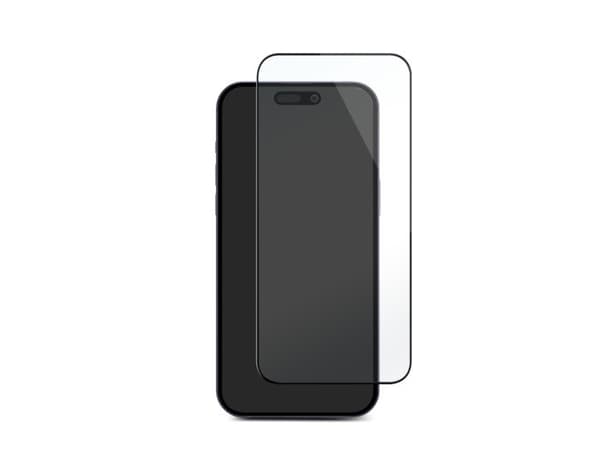 DELTACO - Skärmskydd för mobiltelefon - full coverage, 9H - 2.5D - glas - ramfärg svart - för Apple iPhone 15 Pro