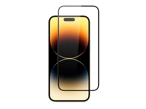 Screenor Premium - Skärmskydd för mobiltelefon - helt fodral - glas - ramfärg svart - för Apple iPhone 15 Plus, 16 Plus