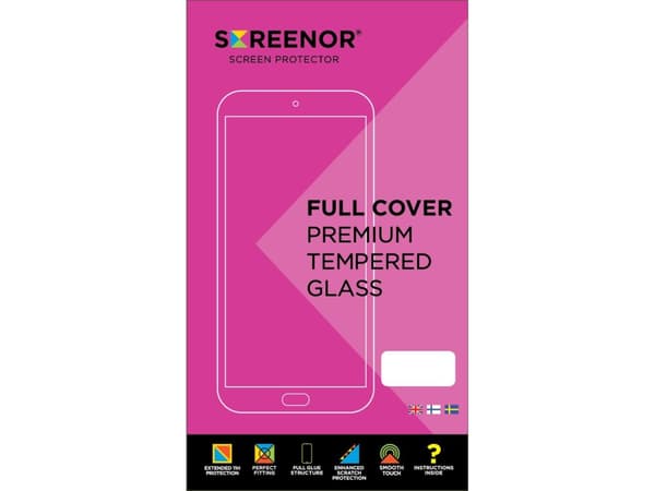 Screenor Premium - Skärmskydd för mobiltelefon - helt fodral - glas - ramfärg svart - för Apple iPhone 15 Plus, 16 Plus