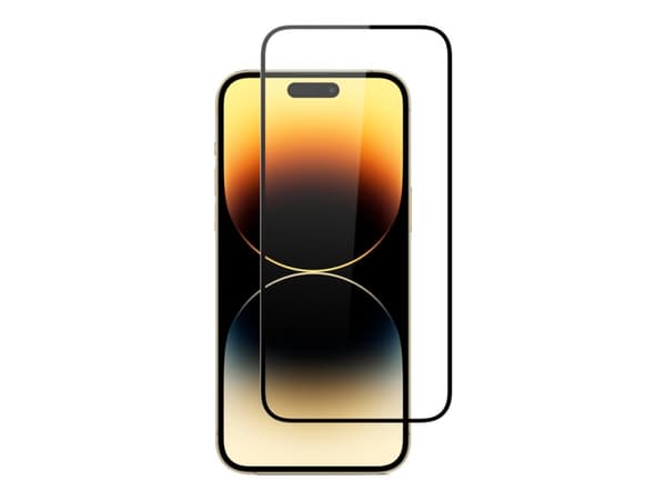 Screenor Premium - Skärmskydd för mobiltelefon - helt fodral - glas - ramfärg svart - för Apple iPhone 15 Plus, 16 Plus