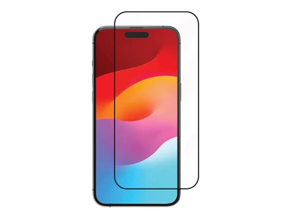 eSTUFF INFINITE Titan Shield - Skjermbeskyttelse for mobiltelefon - full deksel - glass - rammefarge svart - for Apple iPhone 15
