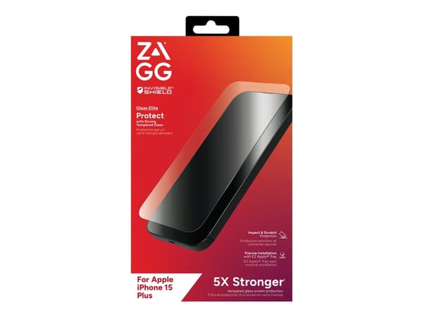 ZAGG InvisibleShield Glass Elite - Skjermbeskyttelse for mobiltelefon - glass - for Apple iPhone 15 Plus