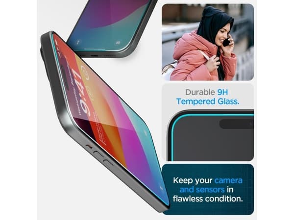 Spigen Glas.TR FC iPhone 15 6.1" "EZ FIT" karkaistu lasi musta kehys AGL06908