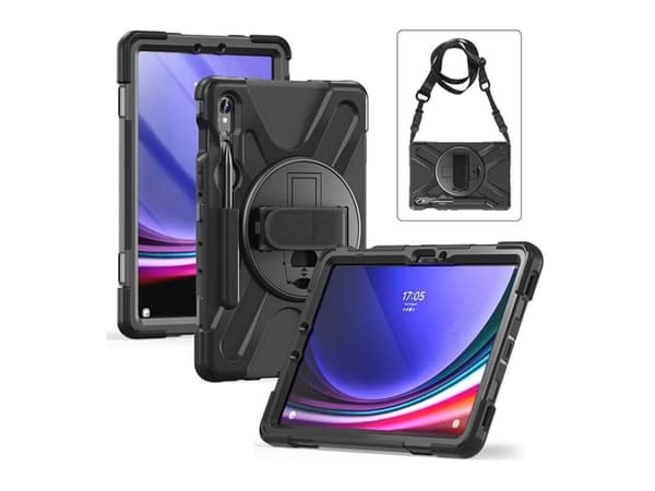 eSTUFF AUSTIN - Baksidedeksel for nettbrett - polykarbonat, silikon - svart - for Samsung Galaxy Tab S7, Tab S8, Tab S9, Tab S9 FE