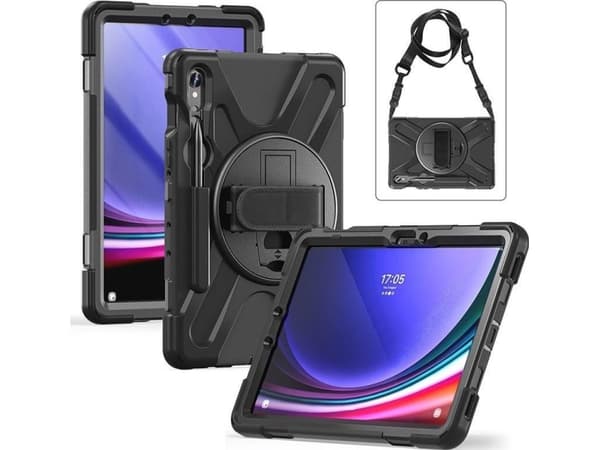 eSTUFF AUSTIN - Baksidedeksel for nettbrett - polykarbonat, silikon - svart - for Samsung Galaxy Tab S7, Tab S8, Tab S9, Tab S9 FE