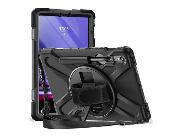 eSTUFF AUSTIN - Baksidedeksel for nettbrett - polykarbonat, silikon - svart - for Samsung Galaxy Tab S7, Tab S8, Tab S9, Tab S9 FE