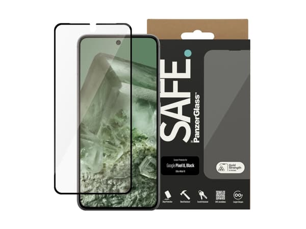 SAFE. by PanzerGlass - Skjermbeskyttelse for mobiltelefon - ultrabred passform - glass - rammefarge svart - for Google Pixel 8