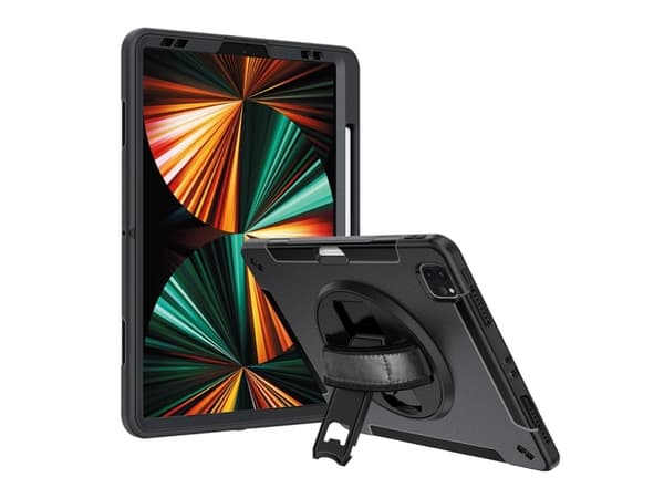 4smarts GRIP - Baksidedeksel for nettbrett - polykarbonat, gummi, termoplast-polyuretan (TPU) - svart - for Apple 12.9-inch iPad Pro (3. generasjon,