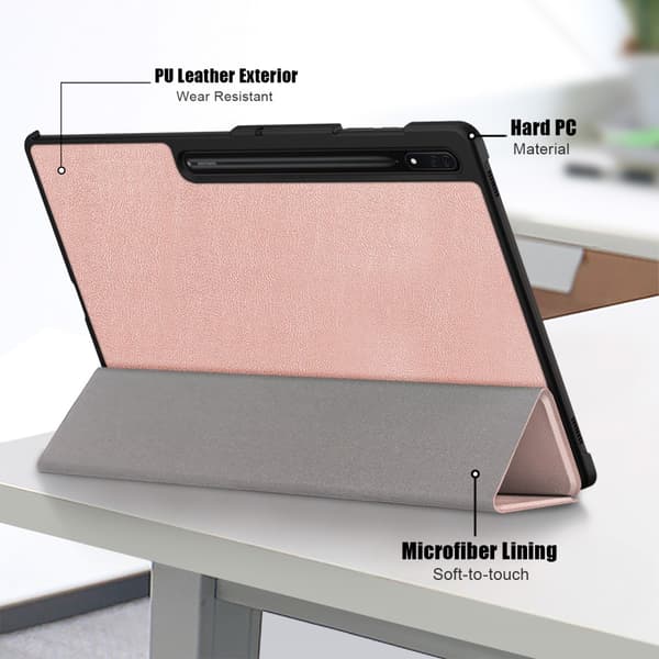 Samsung Galaxy Tab S9 Ultra Fodral Tri-fold Rosa