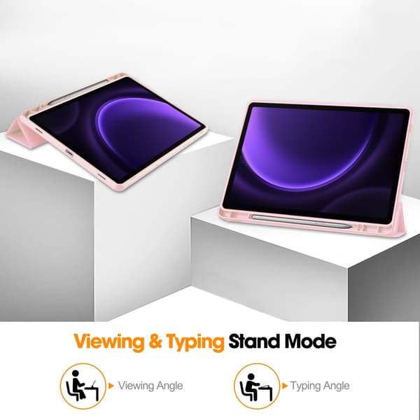 Samsung Galaxy Tab S9 FE Fodral Tri-Fold Med Pen-hållare Rosa