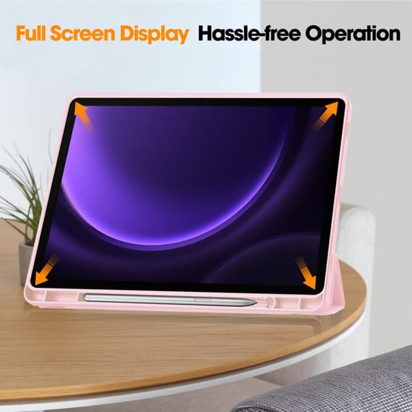 Samsung Galaxy Tab S9 FE Fodral Tri-Fold Med Pen-hållare Rosa