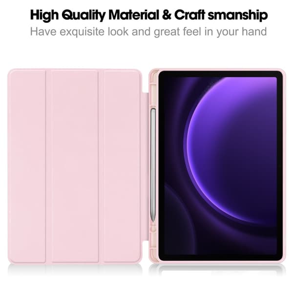 Samsung Galaxy Tab S9 FE Fodral Tri-Fold Med Pen-hållare Rosa