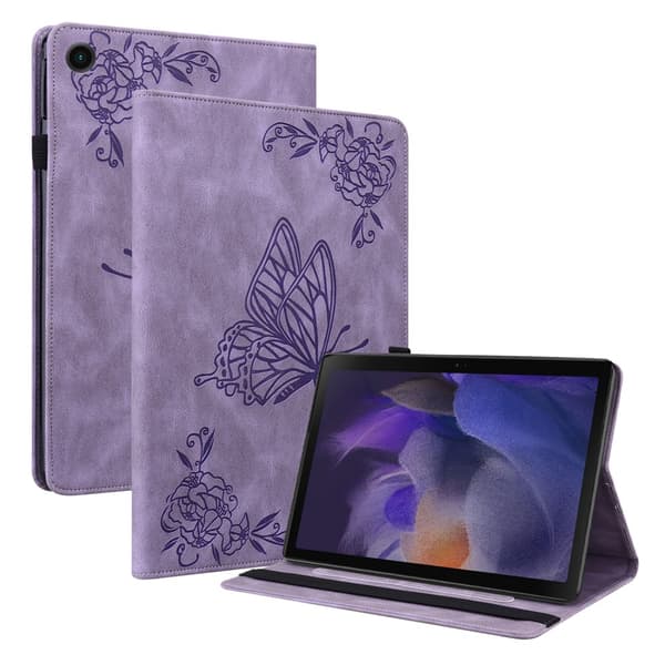 Läderfodral Samsung Galaxy Tab A8 10.5 Fjärilar Lila Läderfodral Samsung Galaxy Tab A8 10.5 Fjärilar Lila