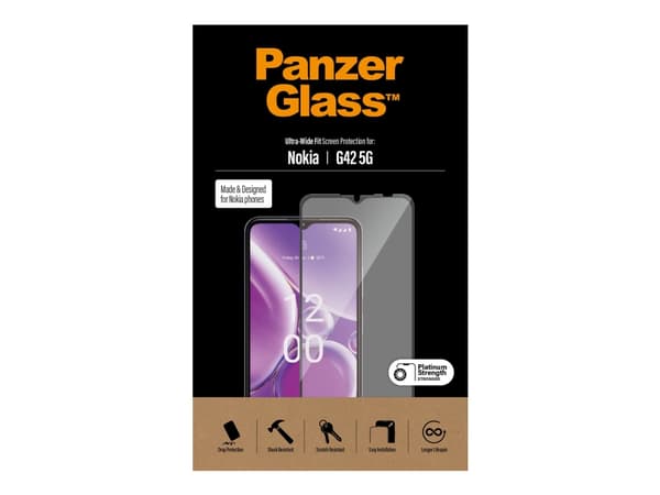 PanzerGlass - Skärmskydd för mobiltelefon - ultrabred passning - glas - ramfärg svart - för Nokia G42 5G