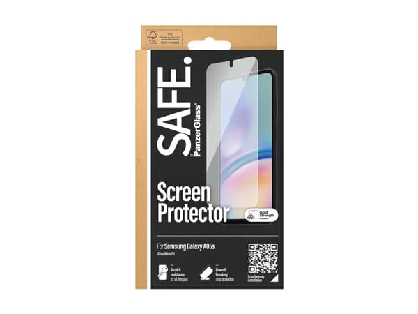 PanzerGlass SAFE. by ® Näytönsuoja Samsung Galaxy A05s | Ultra-Wide Fit, Samsung, Samsung, Samsung - Galaxy A05s, kuiva levitys, naarmuuntumaton, isk