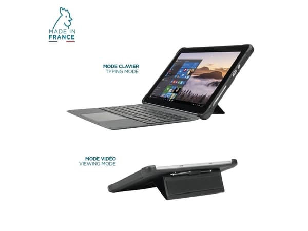 Mobilis PROTECH - Baksidedeksel for nettbrett - med stativ og håndstropp, forsterket - svart - for Microsoft Surface Go, Go 2, Go 3