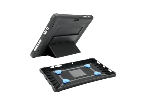 Mobilis PROTECH - Baksidedeksel for nettbrett - med stativ og håndstropp, forsterket - svart - for Microsoft Surface Go, Go 2, Go 3