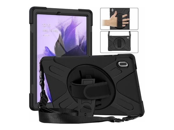 eSTUFF AUSTIN - Tabletin takakuori - silikoni, polykarbonaatti - musta - Samsung Galaxy Tab S7 FE, Tab S7+, Tab S8+, Tab S9 FE+, Tab S9+, Tab S9+