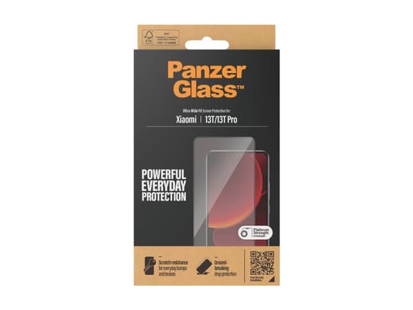 PanzerGlass - Skärmskydd för mobiltelefon - ultrabred passning - glas - ramfärg svart - för Xiaomi 13T, 13T Pro
