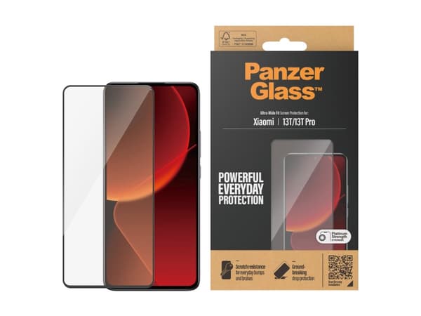PanzerGlass - Skärmskydd för mobiltelefon - ultrabred passning - glas - ramfärg svart - för Xiaomi 13T, 13T Pro