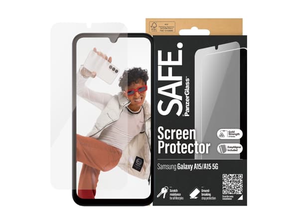 SAFE. by PanzerGlass - Skjermbeskyttelse for mobiltelefon - glass - ren - for Samsung Galaxy A15