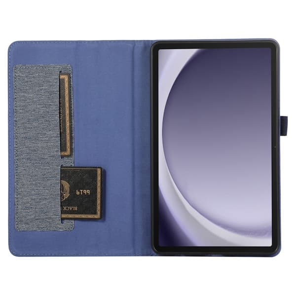 Samsung Galaxy Tab A9+ Vikbart fodral korthållare Tygtextur